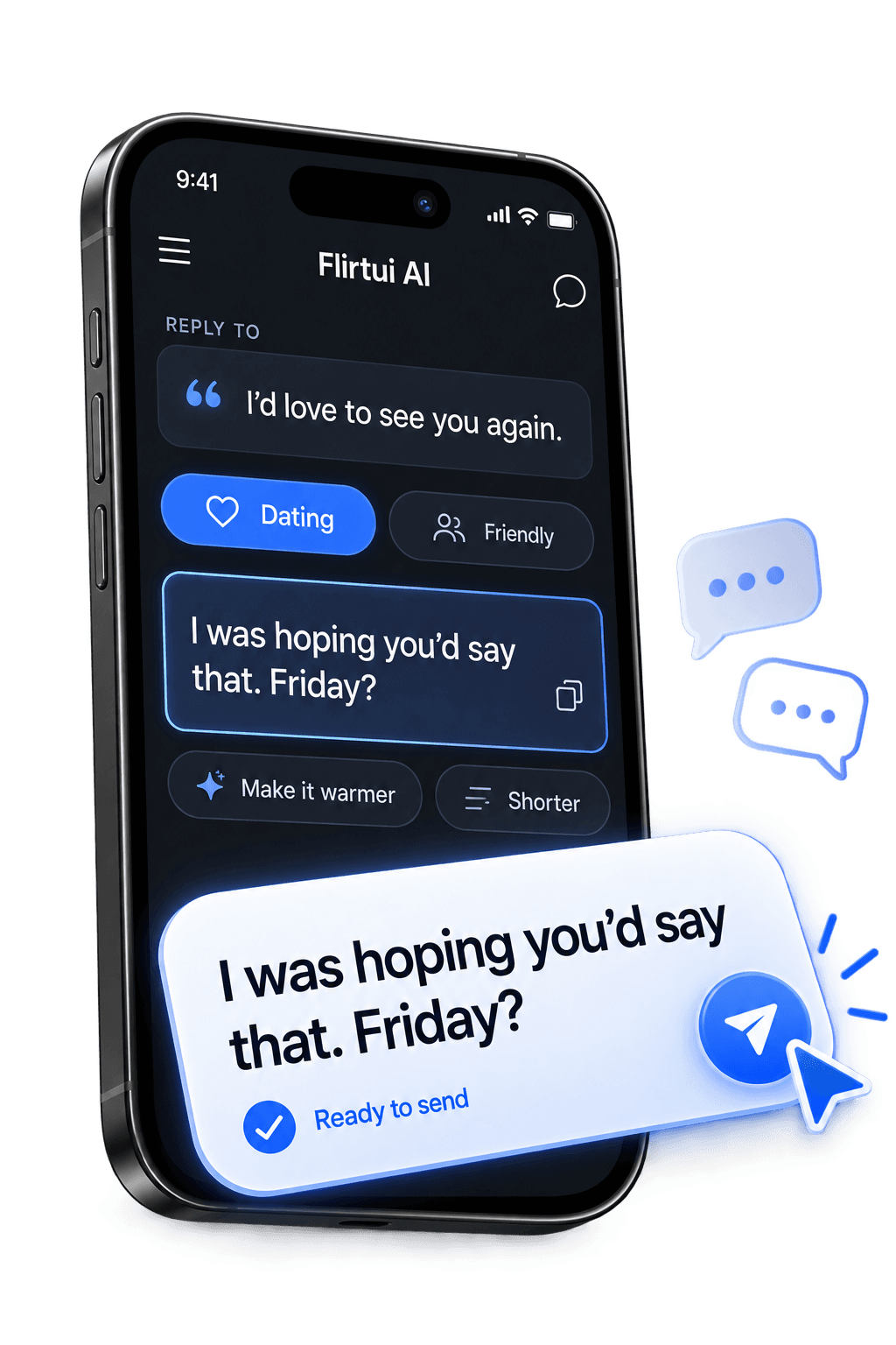 Flirtui AI app screens